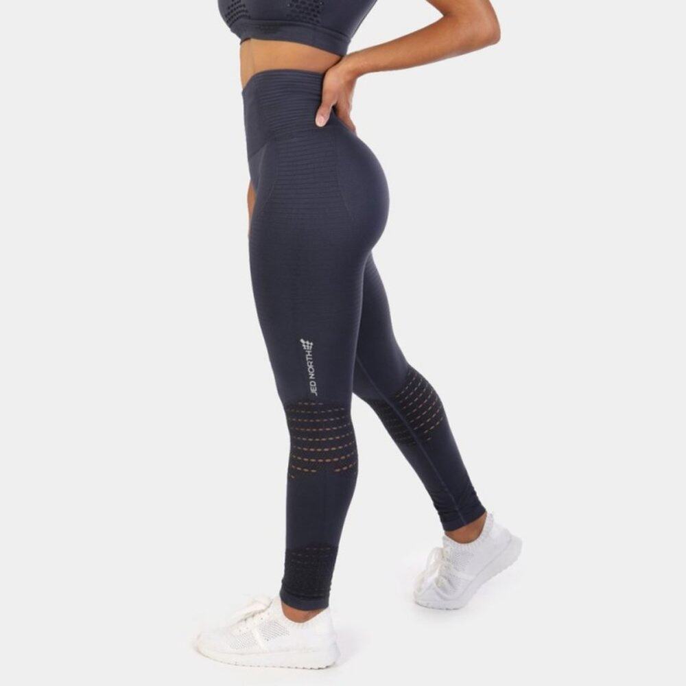 Jed North Lux mesh accent leggings workout pants in navy blue, med - Large